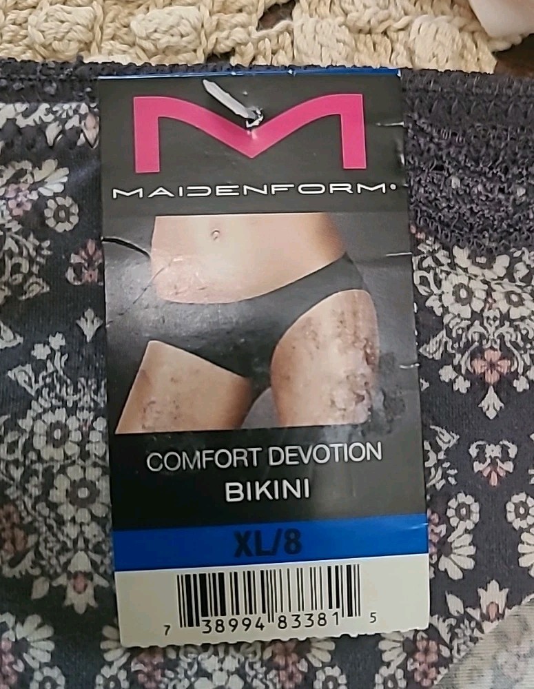MAIDENFORM Comfort Devotion BIKINI W/ LACE TRIM XL/ 8 ~$13.00 nwt