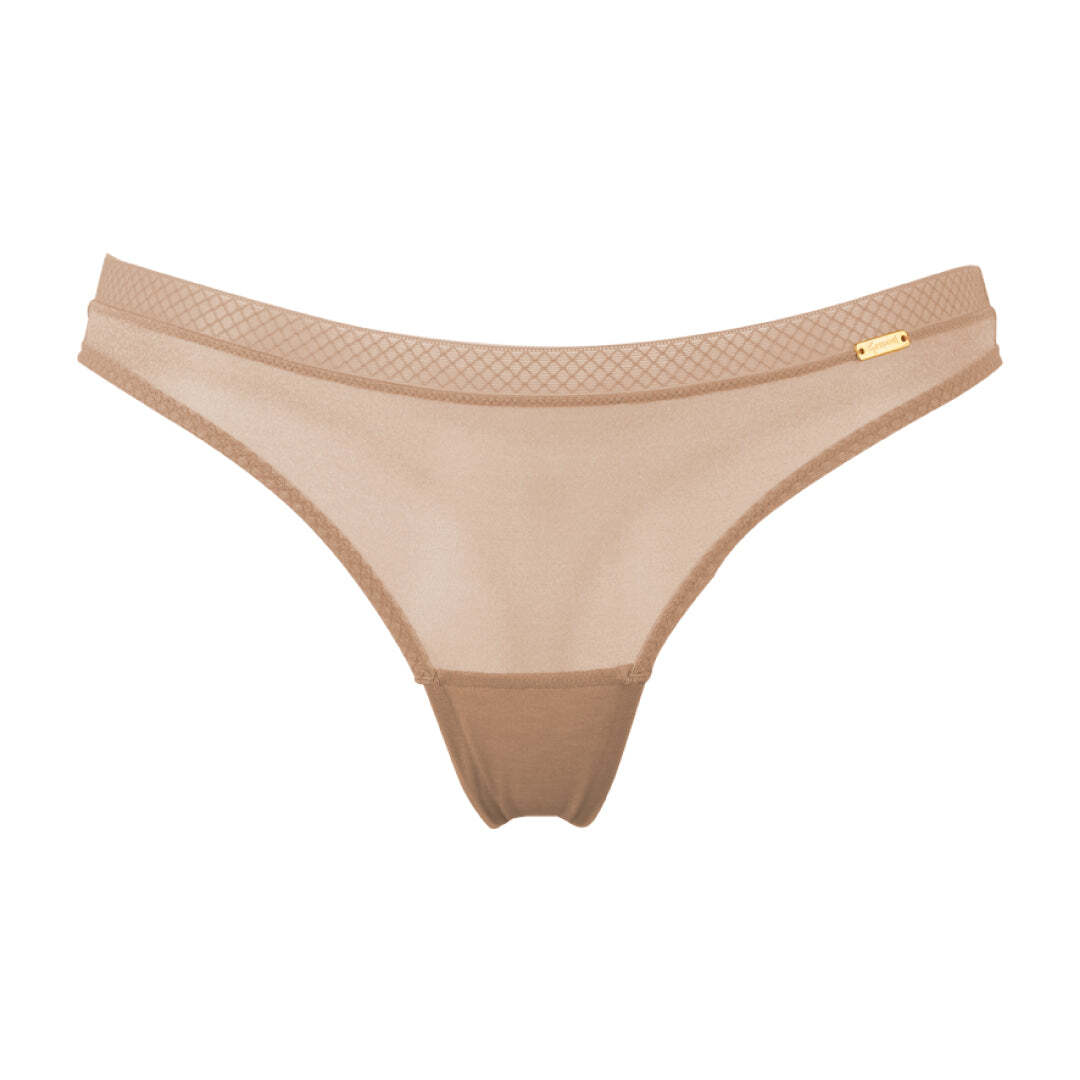Gossard Glossies Sheer See Through Thong Panty Mid Rise New Lingerie Nude 6276