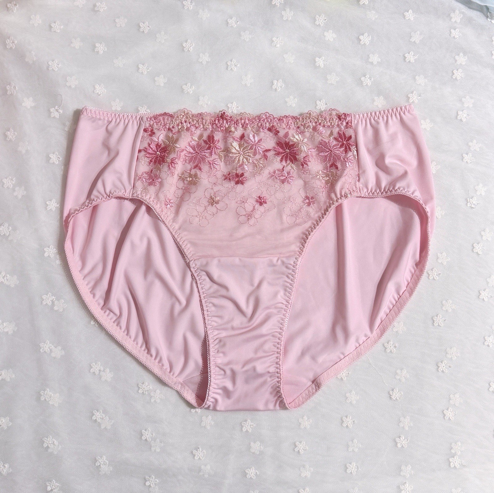 US-XL, XXL/JP-5L Japanese Floral Embroidery Panties Extra Long Crotch Lining