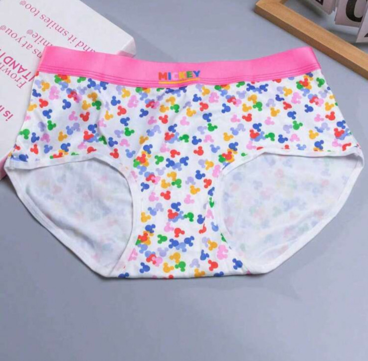 DISNEY Women’s Mickey Mouse Pattern Mid-Rise Brief Panties size Large 3 pack