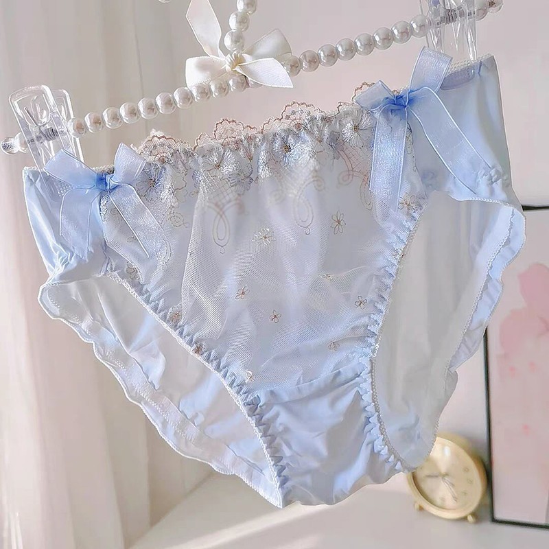 Japanese Cute Girls Floral Panties Briefs Bow Princess Sweet Underpants Womens