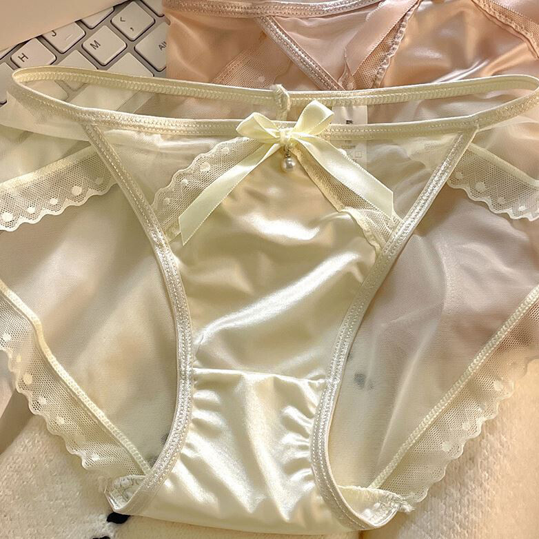 5Pack Lot Womens Satin Panties Bikini Brief Sheer See Through Underwear Lingerie