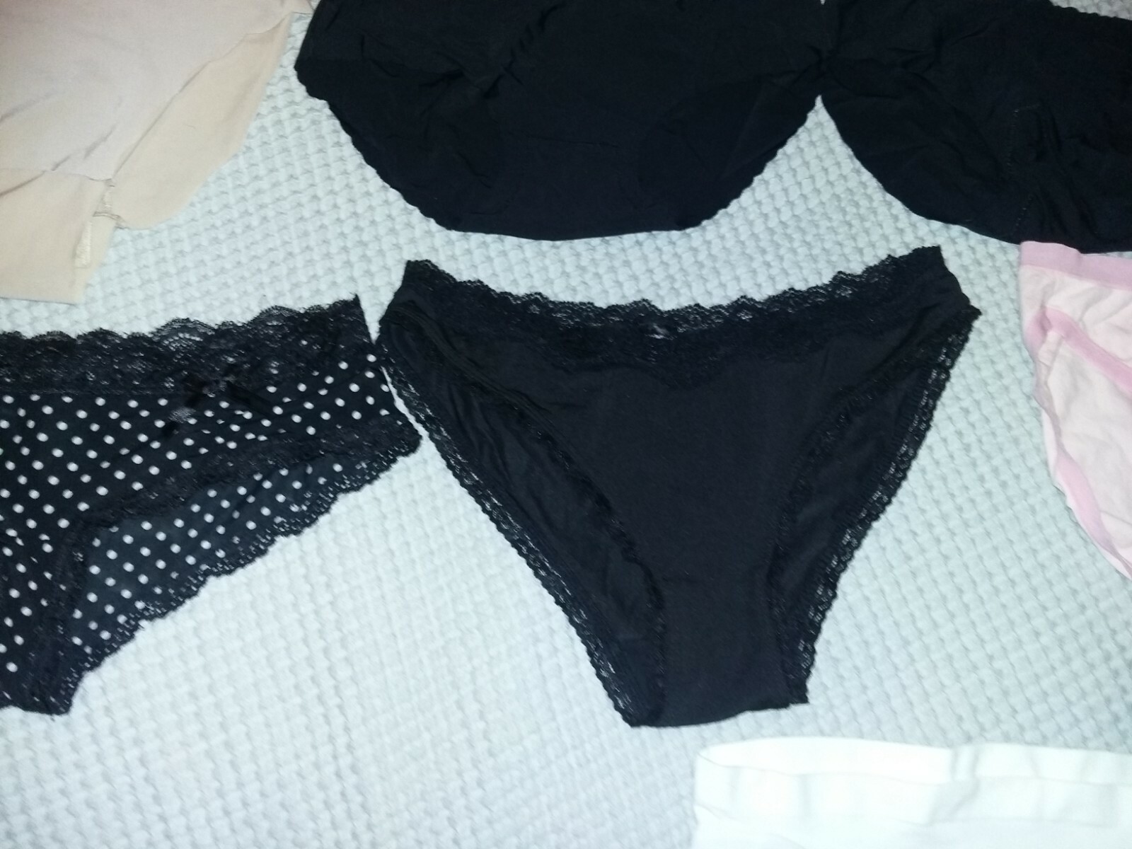 NEW Lot of 7 Panties Panty Underwear Set S/M pink white black nude polka dot