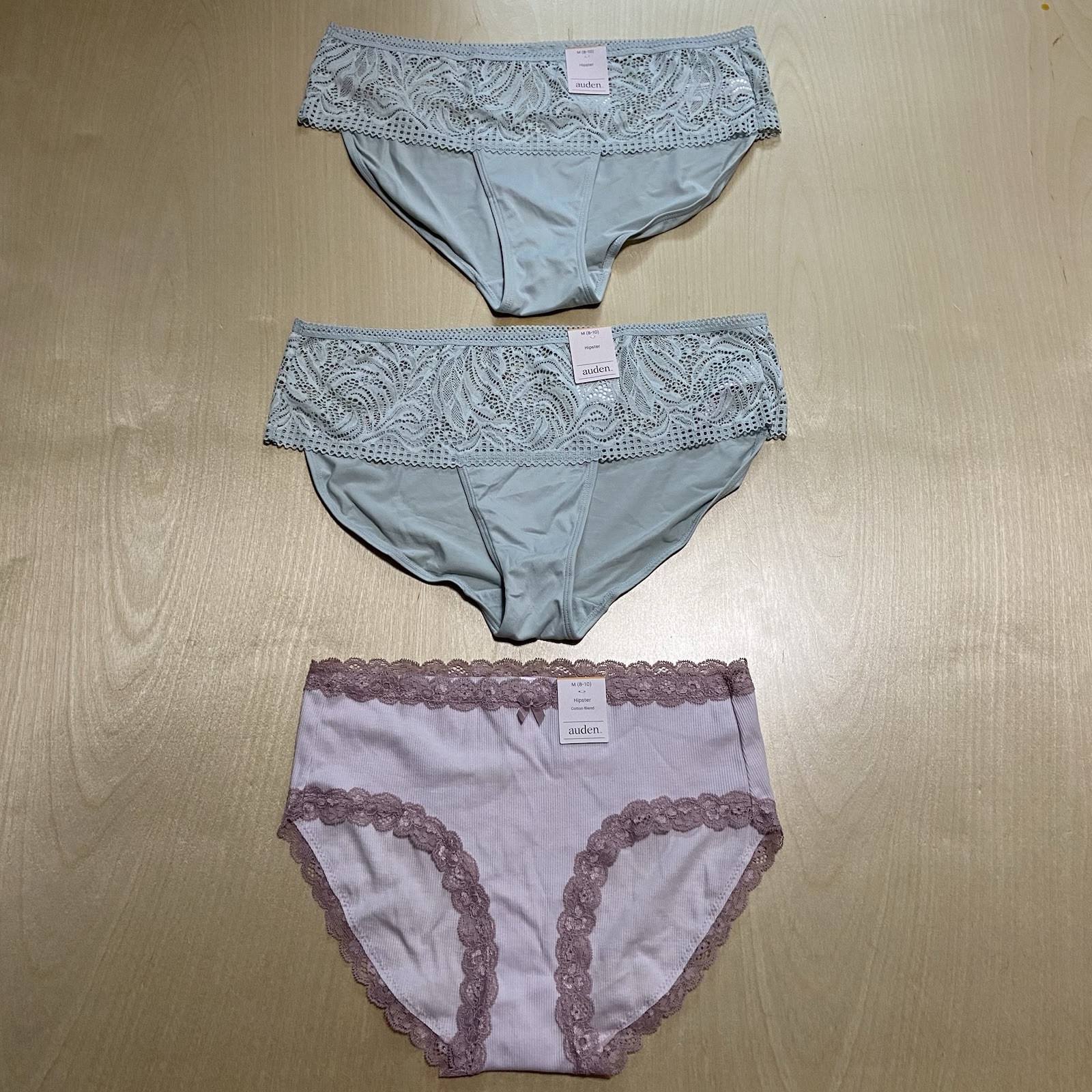Auden Women’s Size Medium (8-10) Soft Breathable Stretchy Hipster Panties 3 Pack