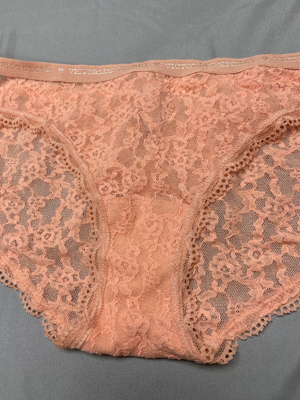 Victoria Secret Panties Bikini Culottes Peachy Lace Trim Small NWOT
