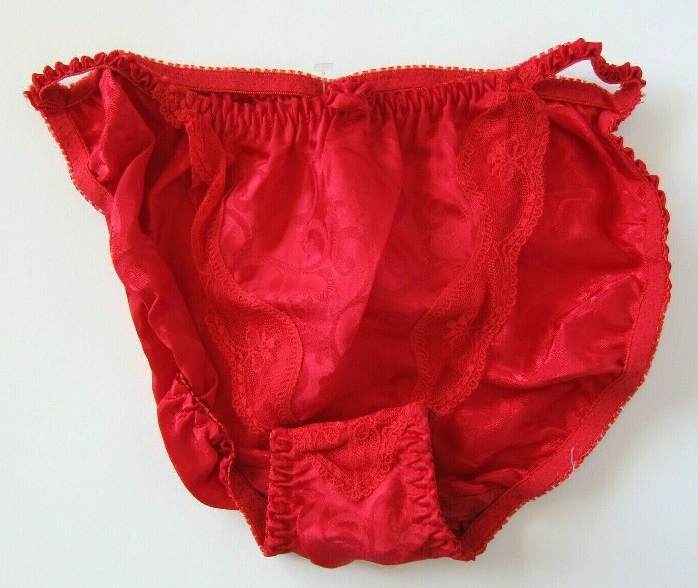 1 NEW VTG 100% Polyester Satin String Bikini Floral Lace Panties SZ S, M, L