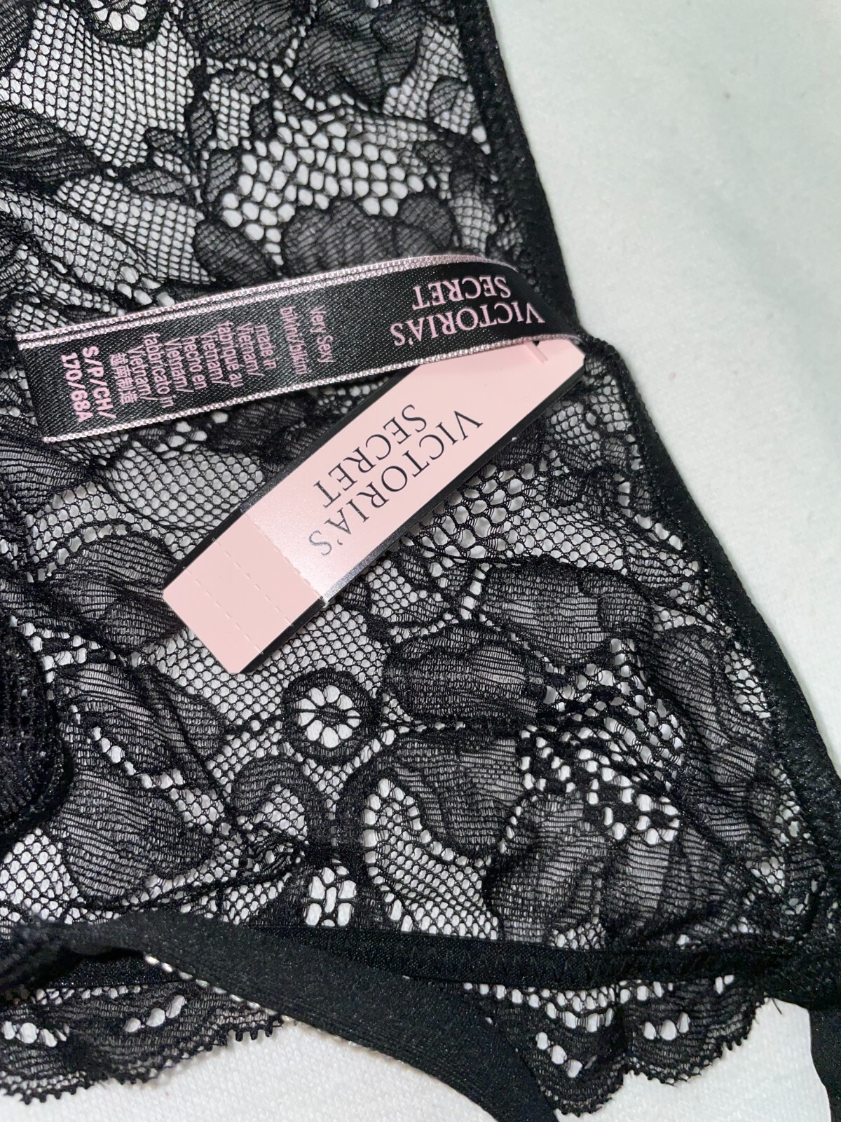 Victoria Secret Panty Bikini SEXY S Shine strap NEW logo rhinestone Bling Black