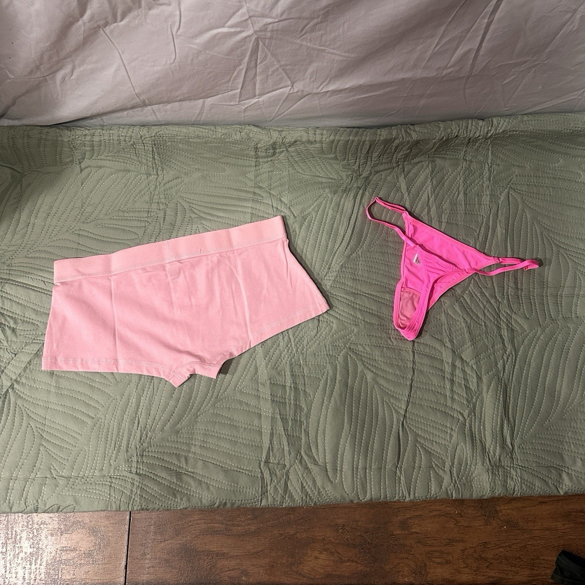 Fashion Nova Women’s 2 Pack Pink Solid Panties Boyshort+Thong S/M Cotton Blend