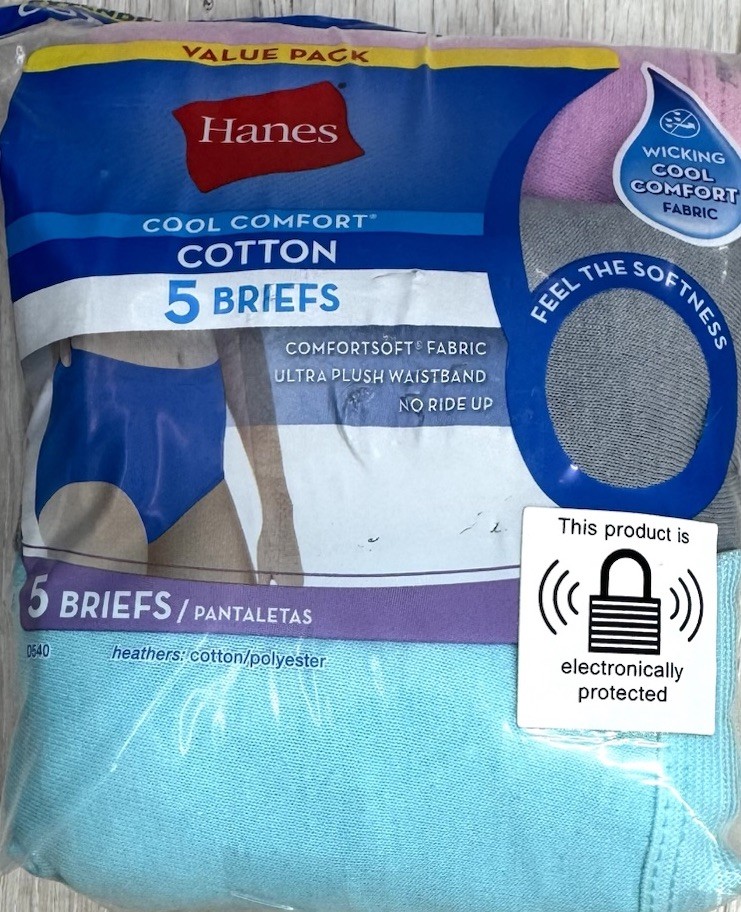 Hanes Women’s Extended Size 5-Pair Brief Underwear Panties Cotton Size 12 5XL