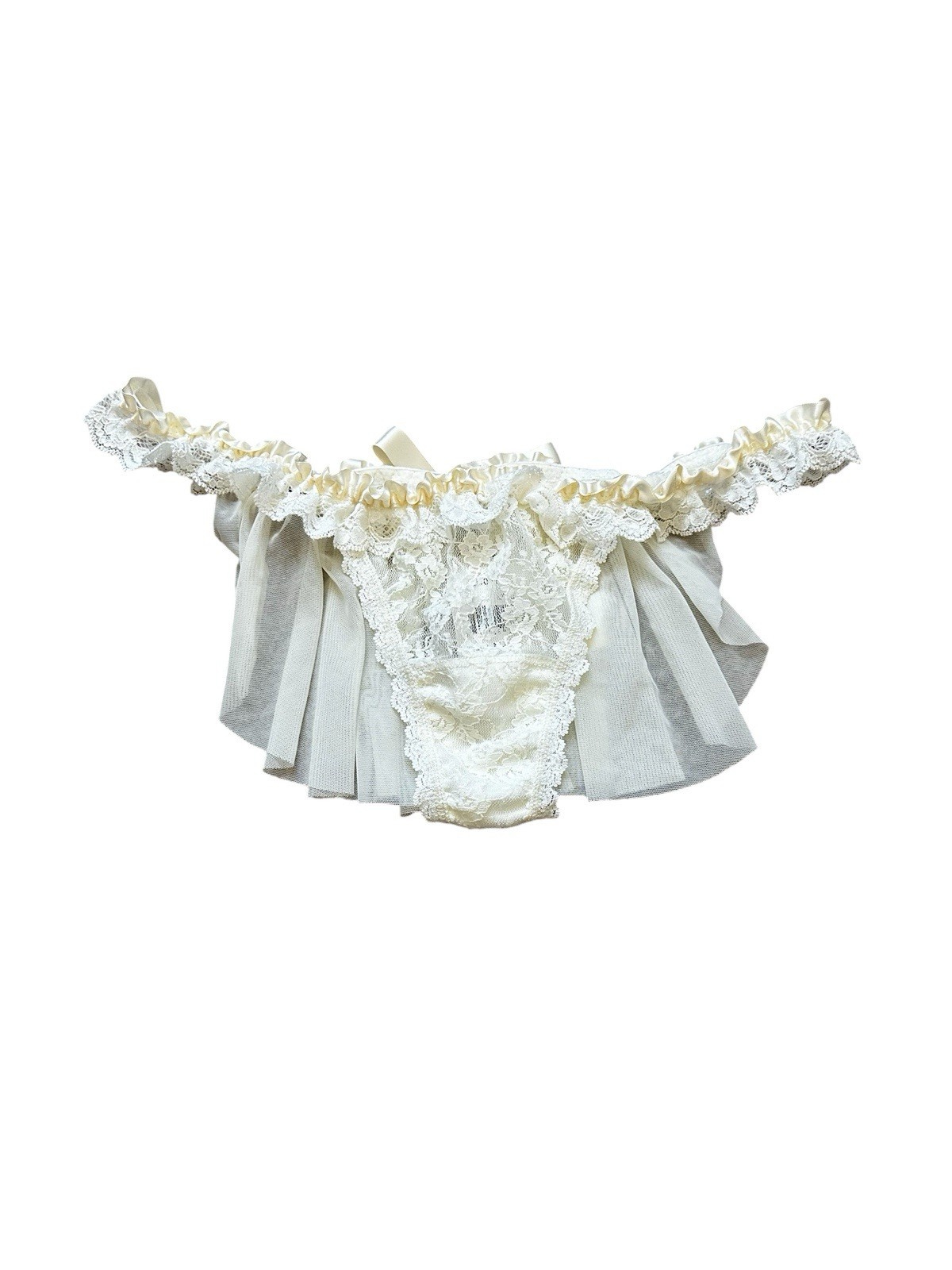 Hanky Panky Bridal Collection Bride Veil Thong Panties Ruffle Lace Size 2-14 NWT