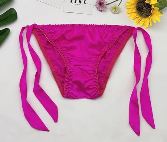 Women Silk Panties Lightweight Briefs Smooth Breathable Satin Rose Red