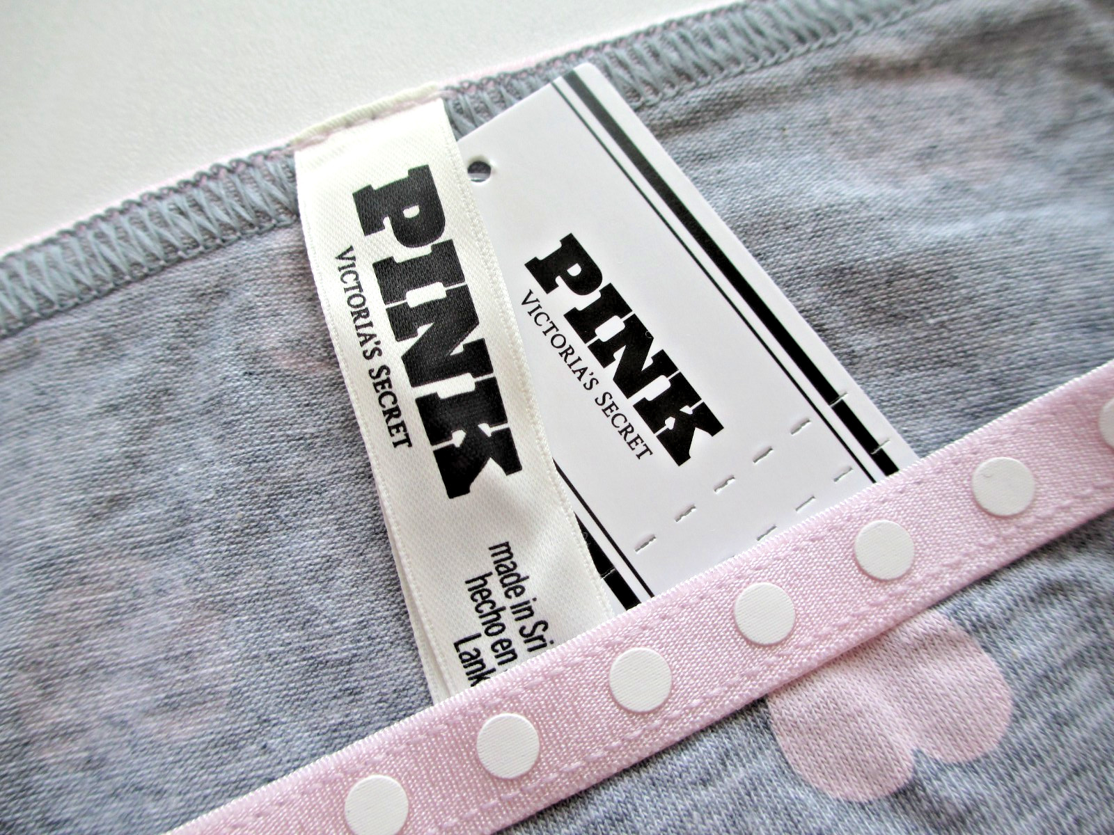 VICTORIA’S SECRET PINK Cotton Hiphugger Panty S M L XL Gray NWT Polka Dot Hearts