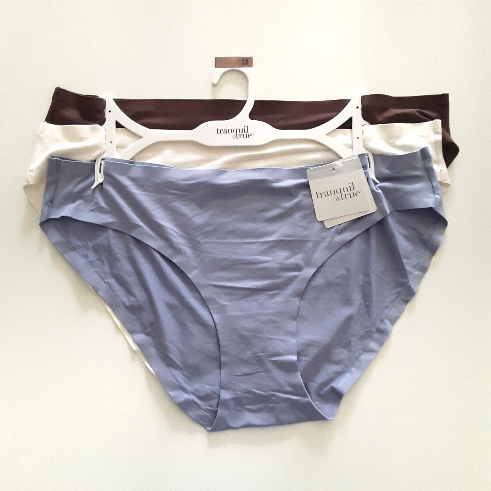 Tranquil & True Womens Size 3X Bikini Underwear Microfiber Purple Ivory 3 Pack