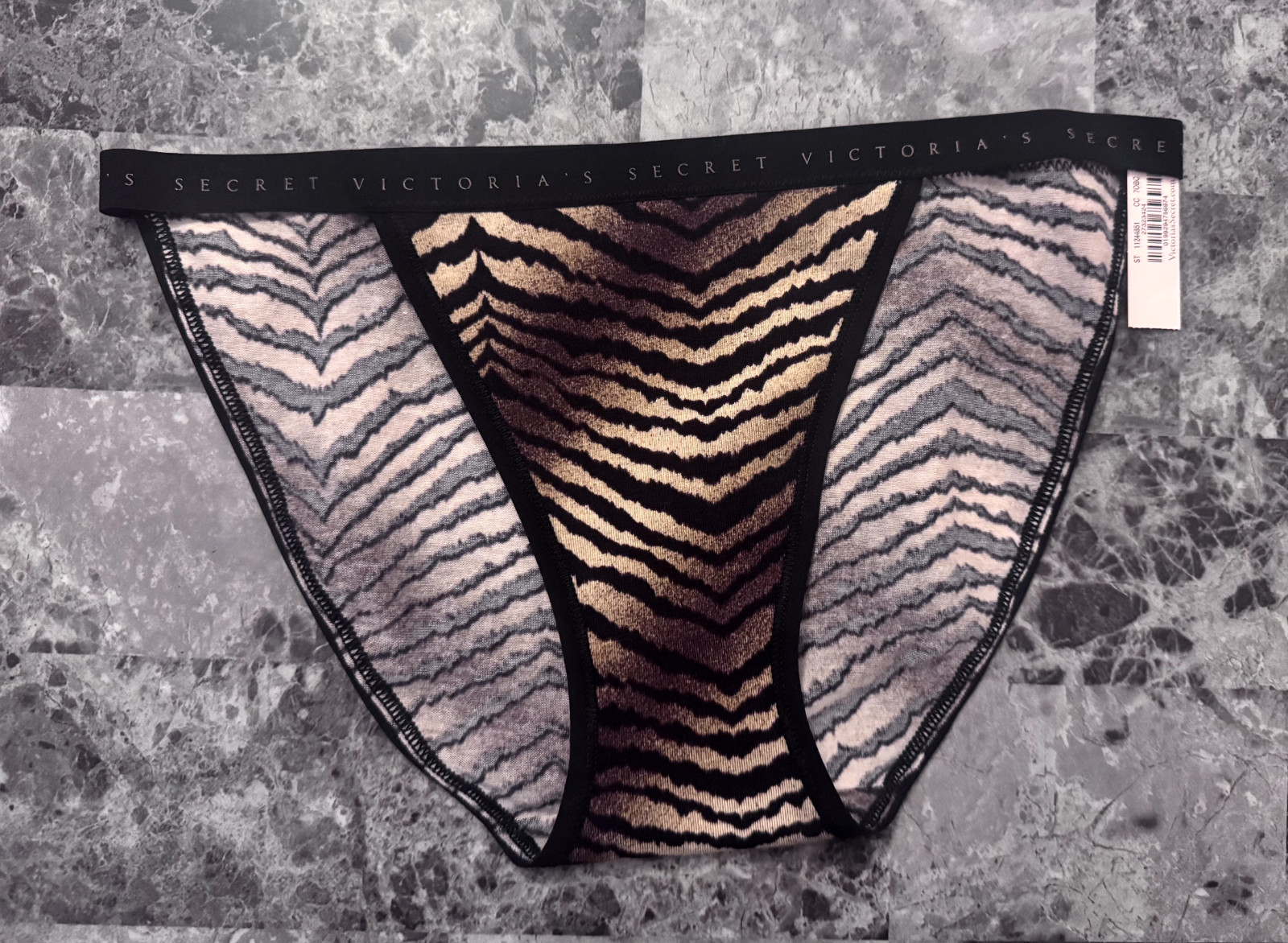 NWT VICTORIA’S SECRET BLACK TIGER STRIPE LIGHTWEIGHT BAND STRING BIKINI PANTIES