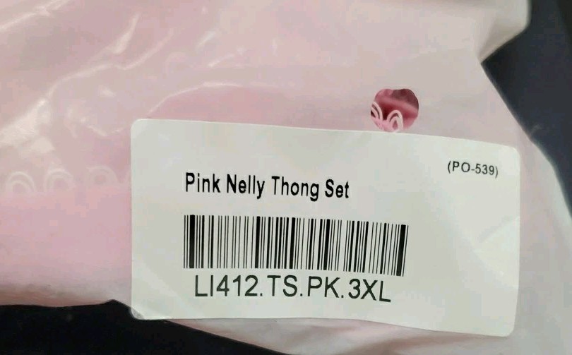 New LOUNGE Underwear Pink Nelly Thong/Suspender Set Size 3XL