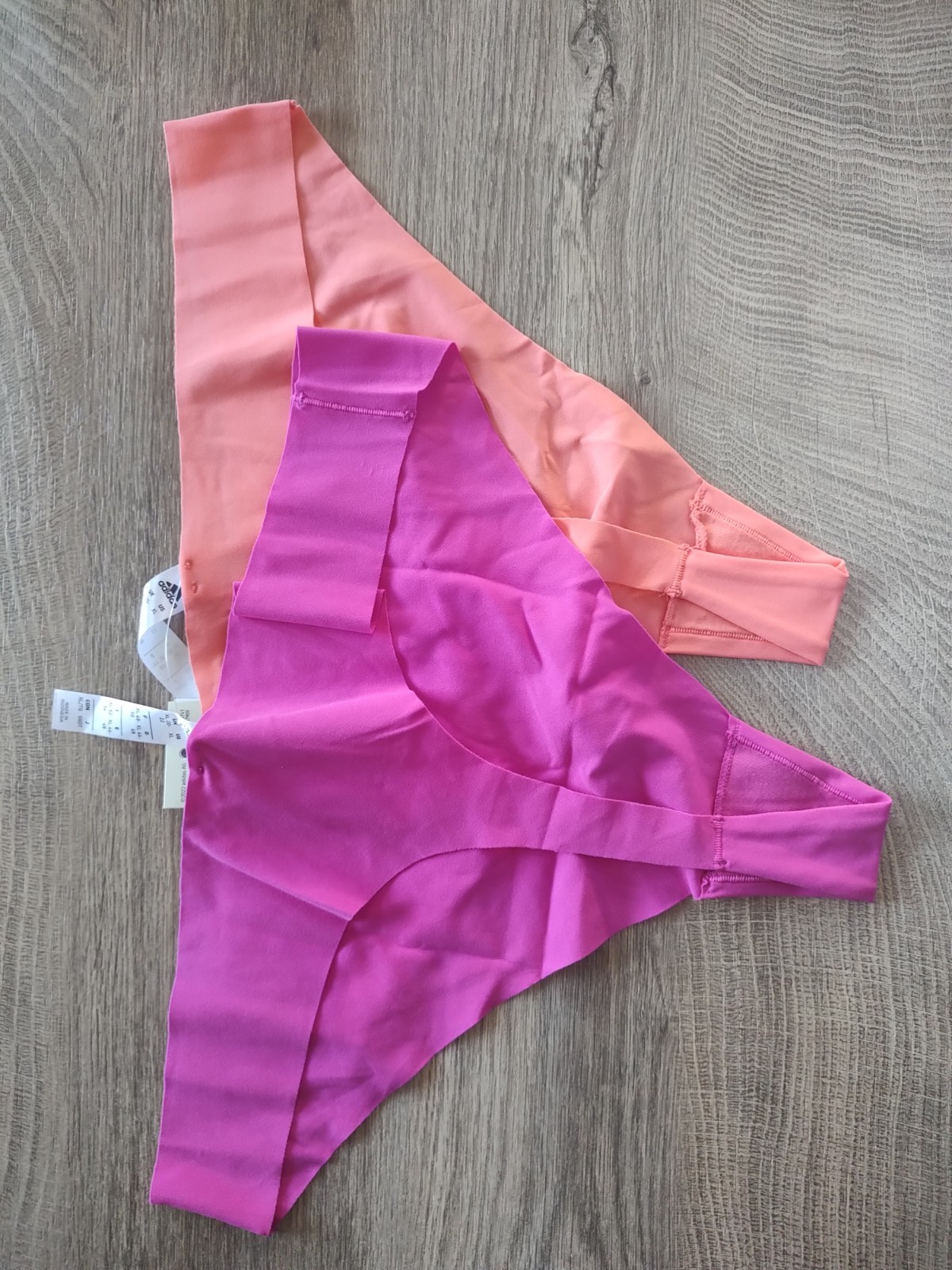 Adidas XL thongs micro cut 2 pack pink and orange soft fabric