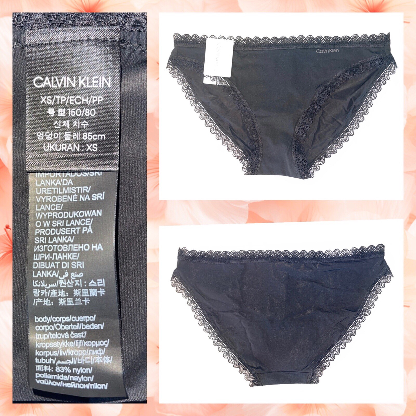 Womens Calvin Klein Underwear Panty Bundle of 3 Size Extra Small Black Nude NWT