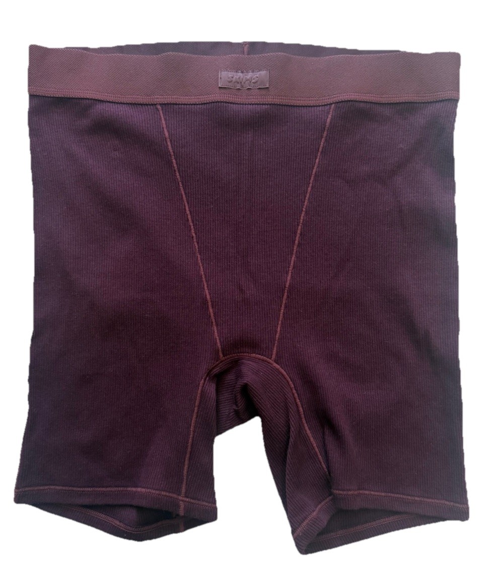SKIMS STRETCH COTTON WOMENS RIB BOXERS Currant SZ Small