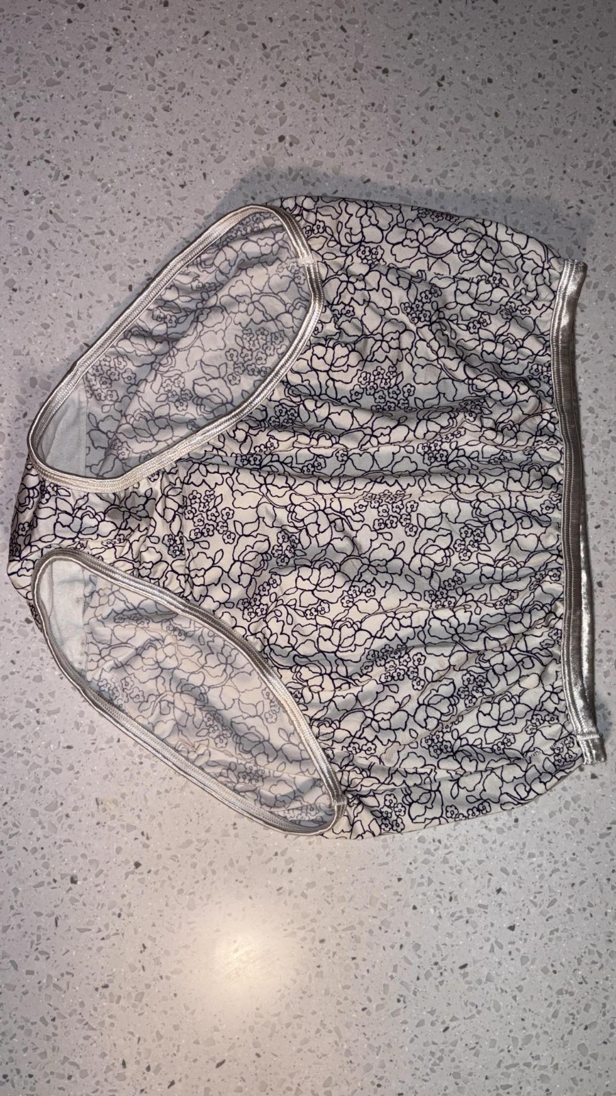 Variety Fair White Blue Floral Pattern Brief Panty Size 8/XL