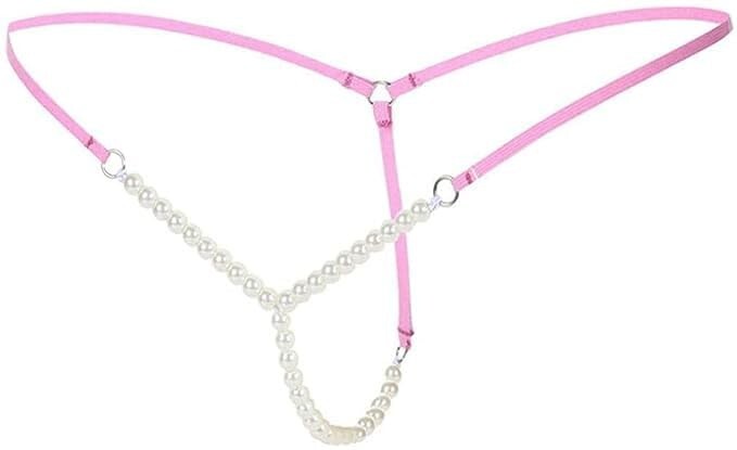 PEARL G STRING THONG PINK ELASTIC HAND MADE IN THE USA ONE SIZE FITS ALL