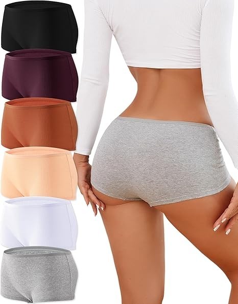 Cotton Boy Shorts Underwear for Women High-Waisted Full Coverage Boxer Briefs Pa