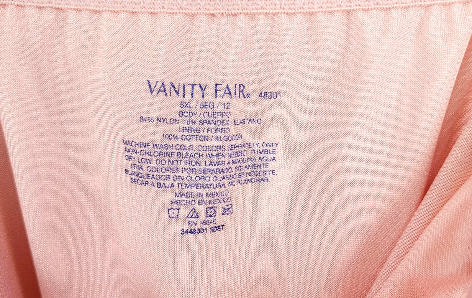 Vanity Fair Shaper Panties 5XL/12 Radiant Collection Light Control 3 Pack Hi-Cut