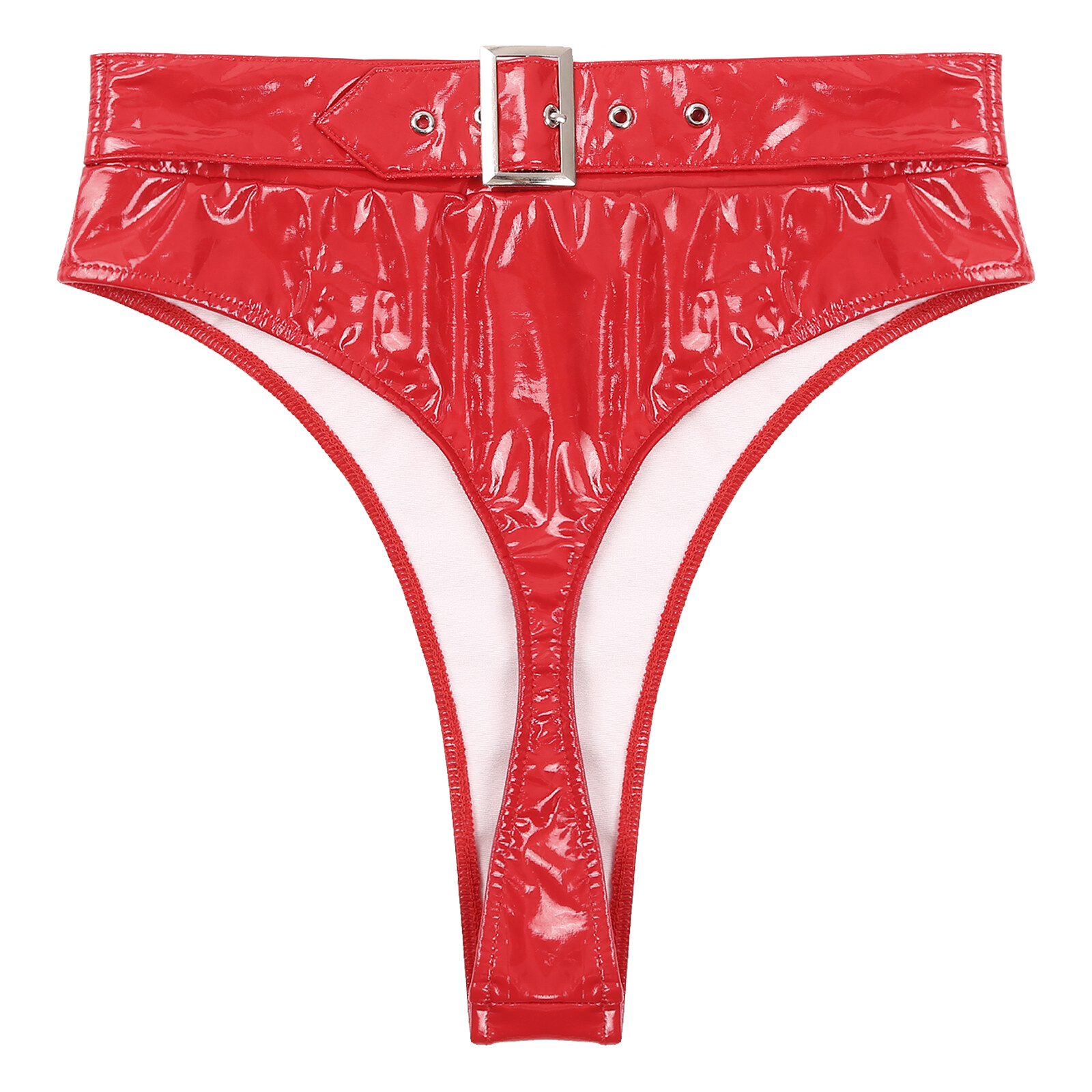Women’s High Cut Metallic Panty Briefs Wet Look Thongs Lingerie Underwear Shorts