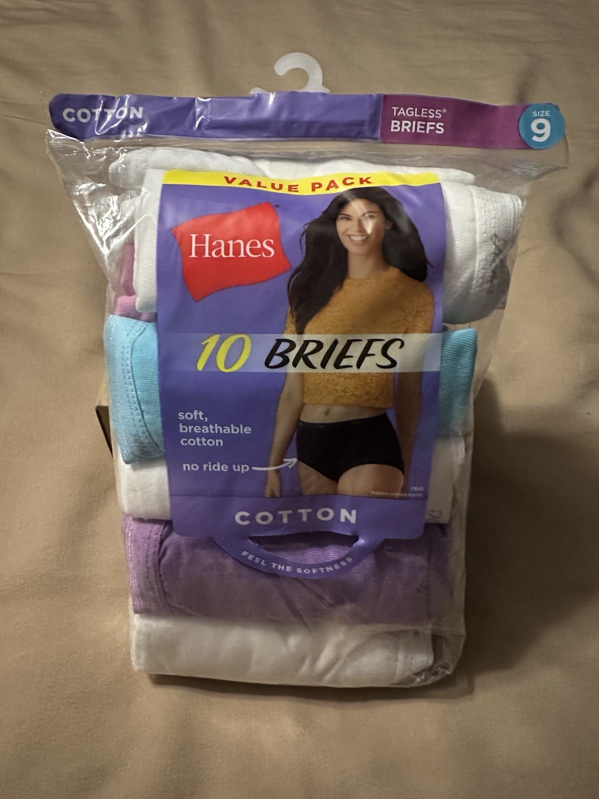 Hanes womens briefs Size 9 10 pack 100% cotton tagless multicolor
