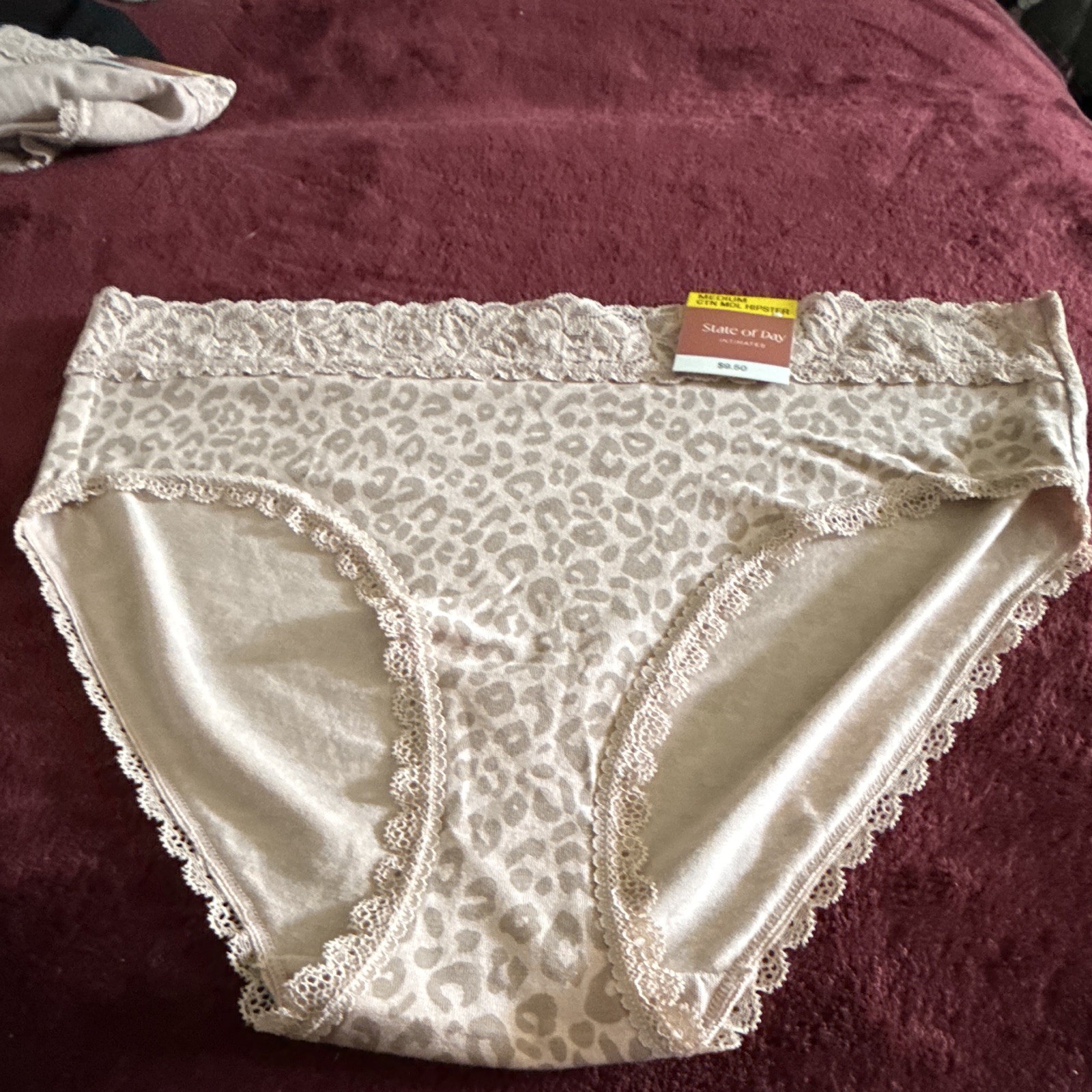 State of Day Women’s Brief Panties M 3-Pack Beige/Black Leopard Lace
