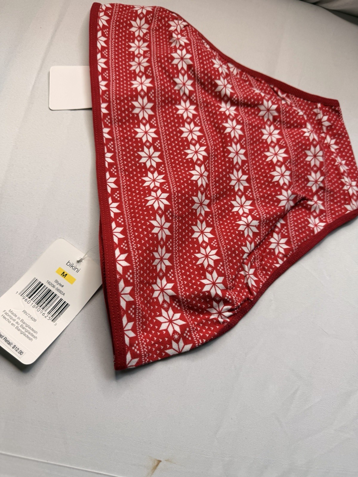 René Rofé Women’s Bikini Panties M Red/White Fair Isle MPN 16206-5622A