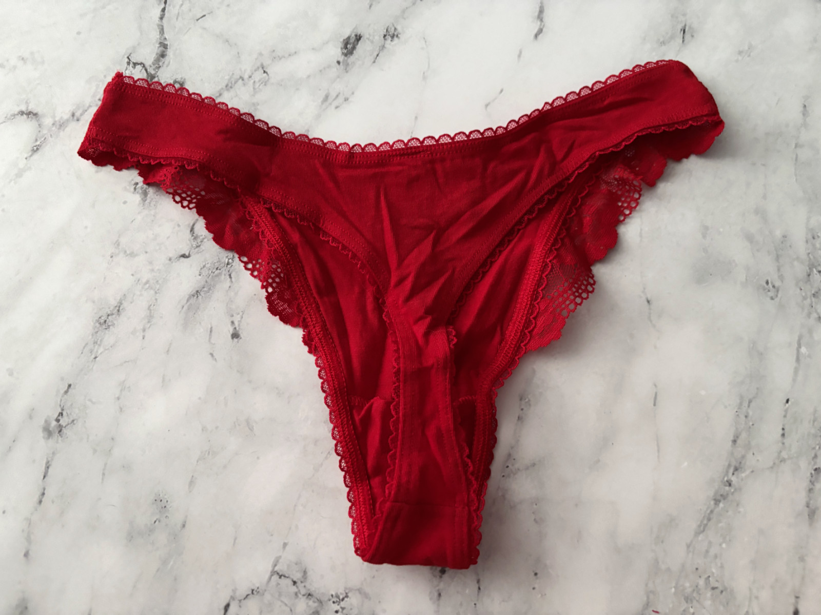Victoria’s Secret Thong Panty Red Cotton Blend High Leg S L XL