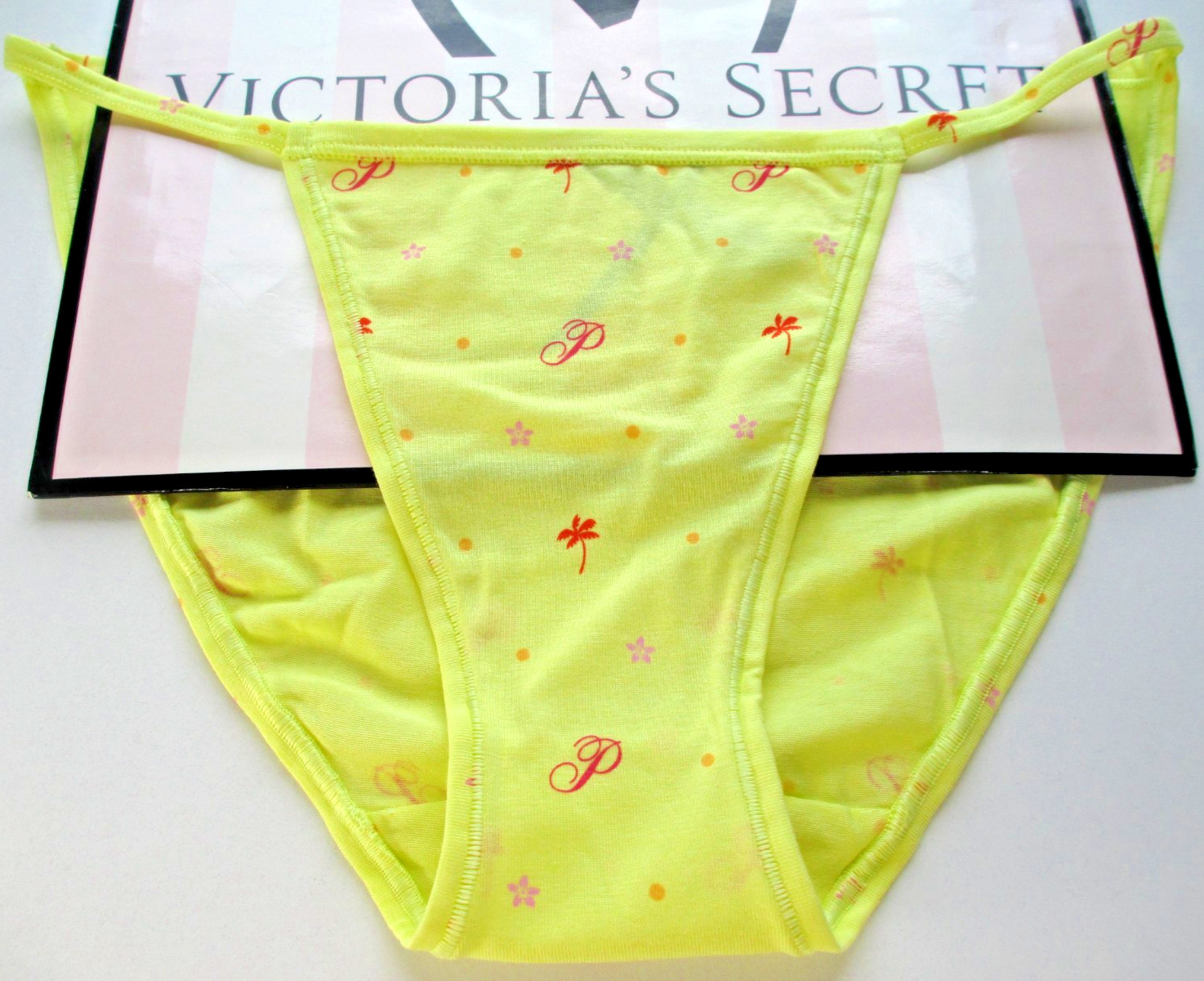 VICTORIA’S SECRET PINK Cotton String Bikini Panty S M L XL Yellow NWT Palm VS