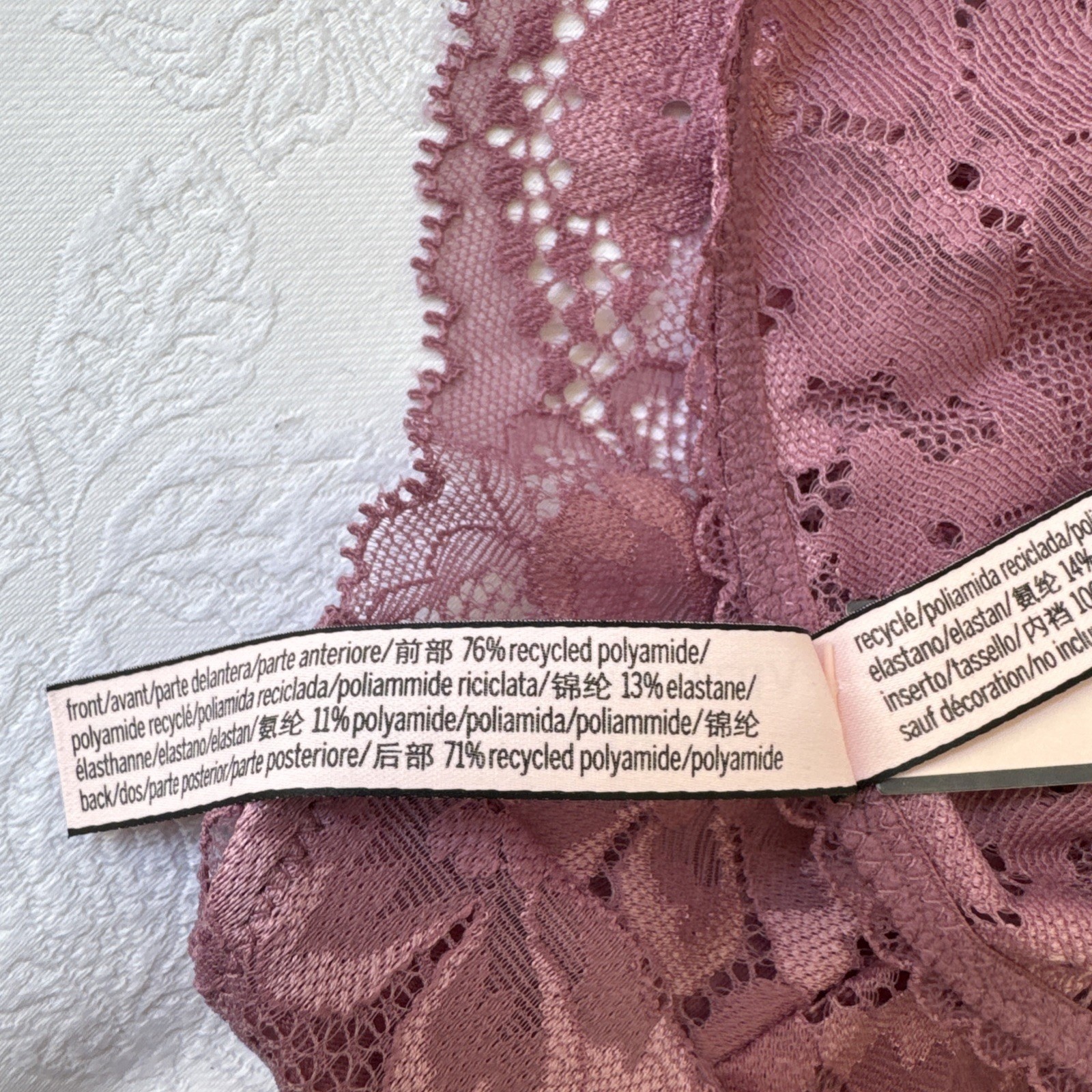 VICTORIA’S SECRET L MAUVE PINK PURPLE HIPSTER HIPHUGGER LACE PANTIES NWT