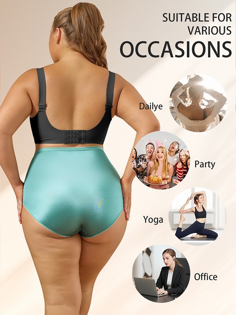 Plus Size High Waist Milk Silk Bikini Panties – Tummy Control Butt Lift 1XL-5XL