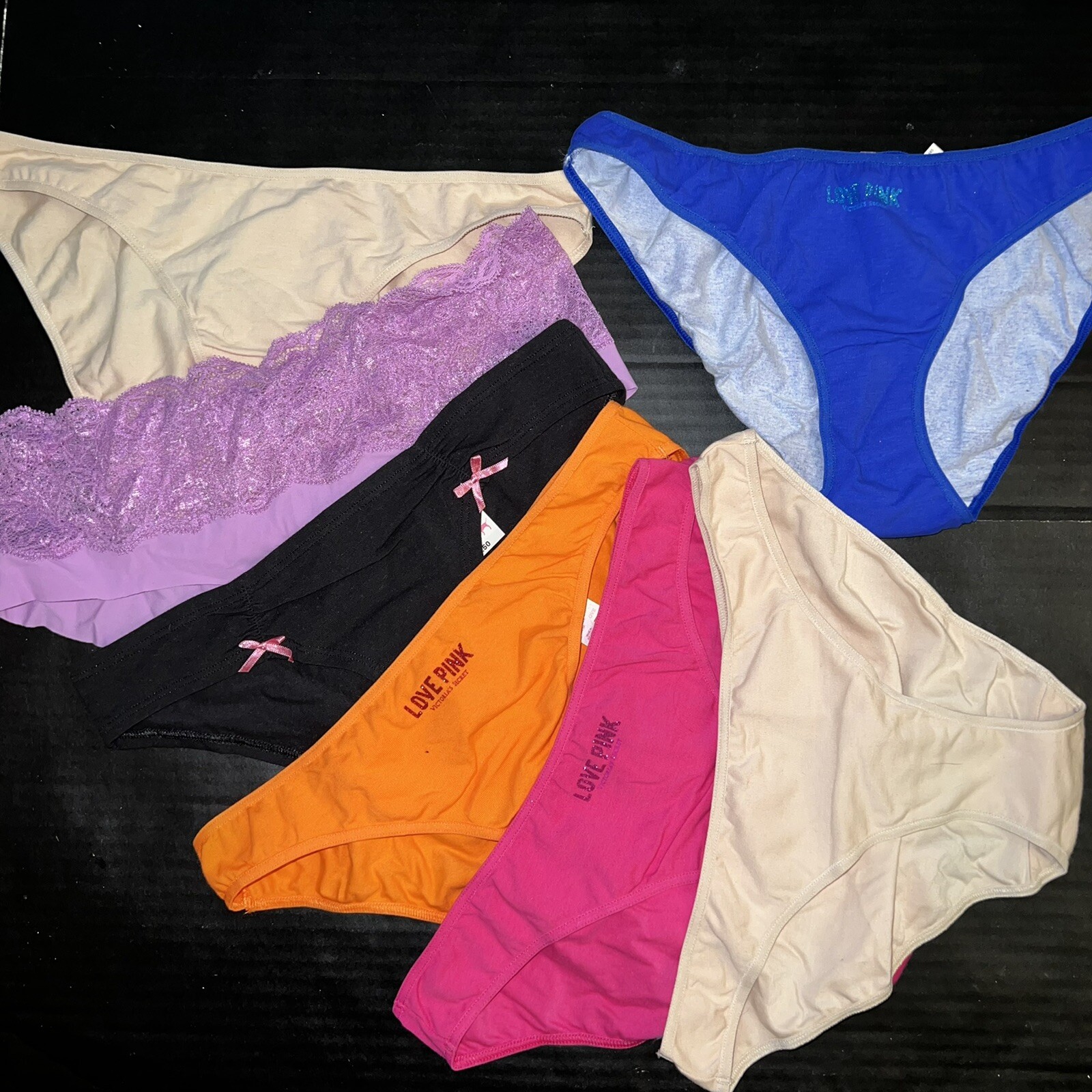 Victoria’s Secret PINK S panty LOT Lilac neon ORANGE Pink Blue Black Beige bow