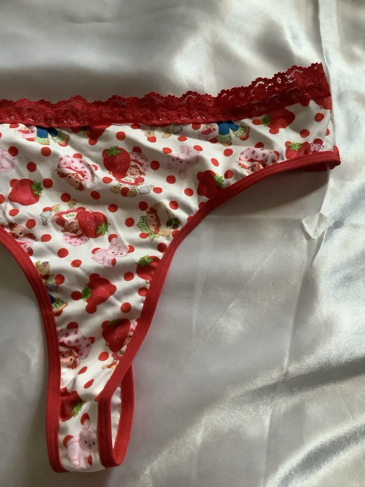 Women’s Teens Strawberry Shortcake Red Pink Kawaii Thong Panties 2pk Large