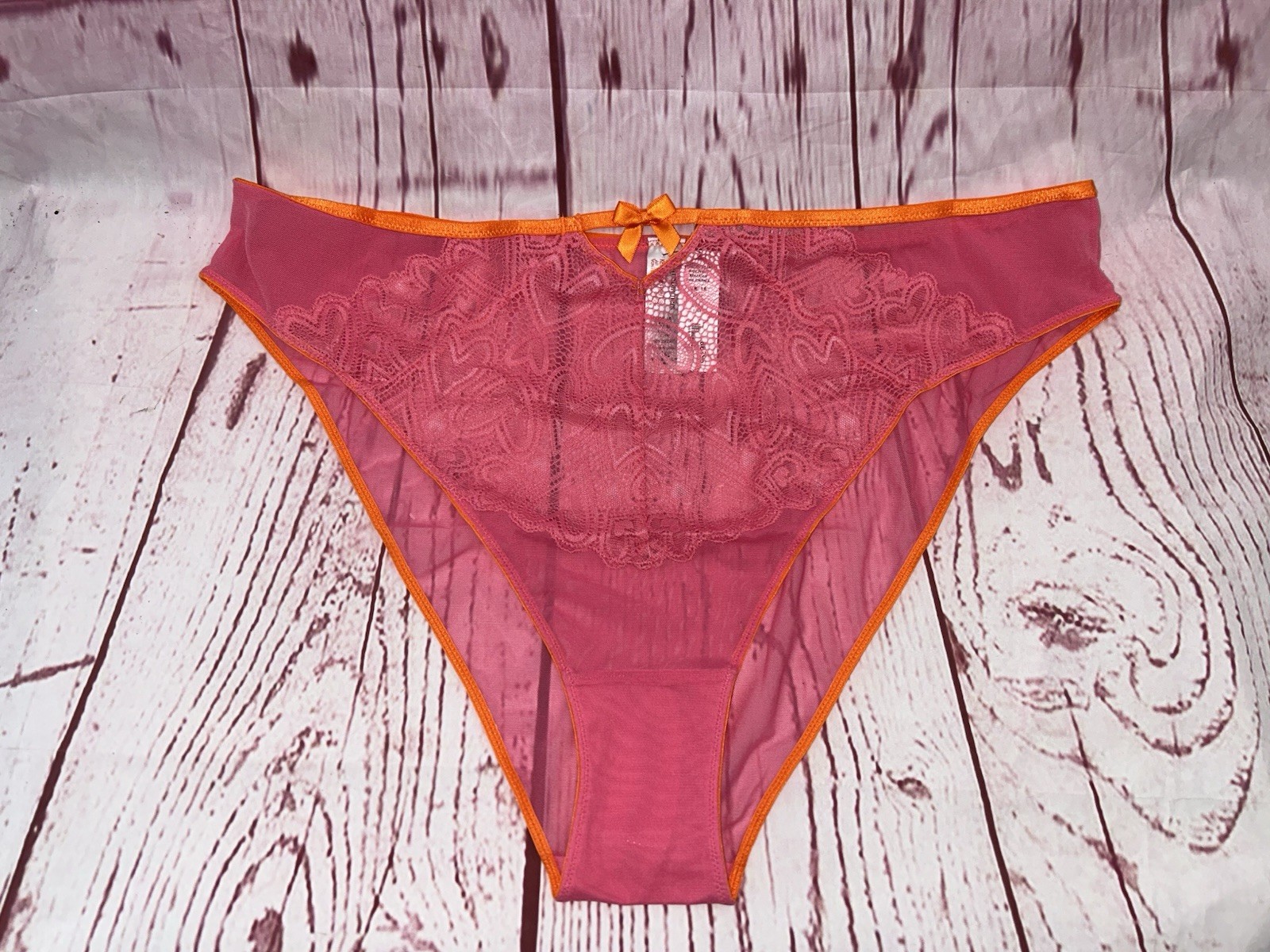 Ann Summers Knickers Pant Heart to Heart High Waist Brazilian Pink lace Size 18