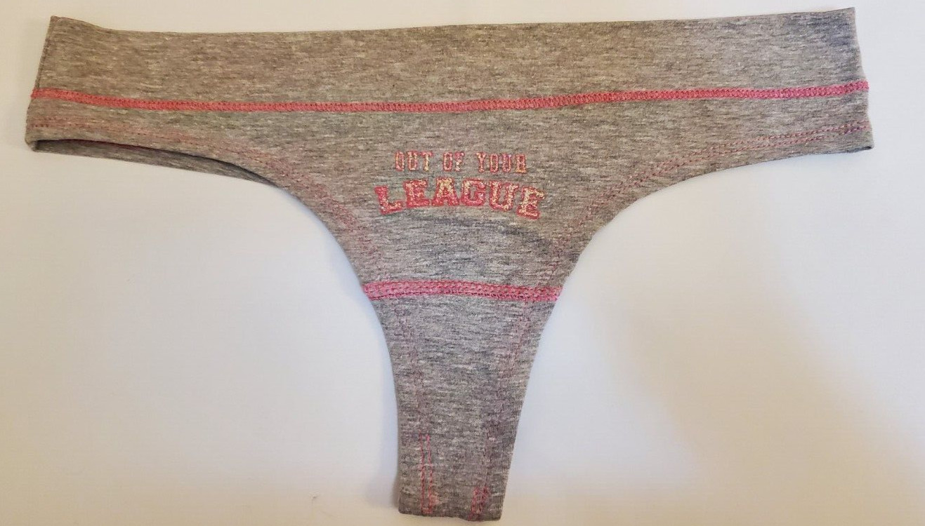 Rue 21 Women’s Cotton Thong Panties SMALL Gray Pink Glitter Out Of Your League