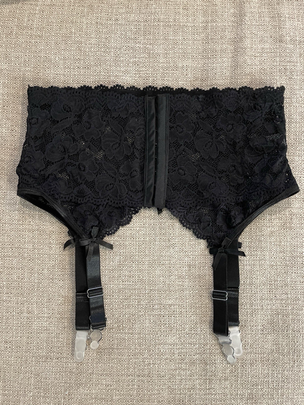 Sexy Lace High Waisted Garter Belt and Thong Set Women’s Size M/L (8-10) Black