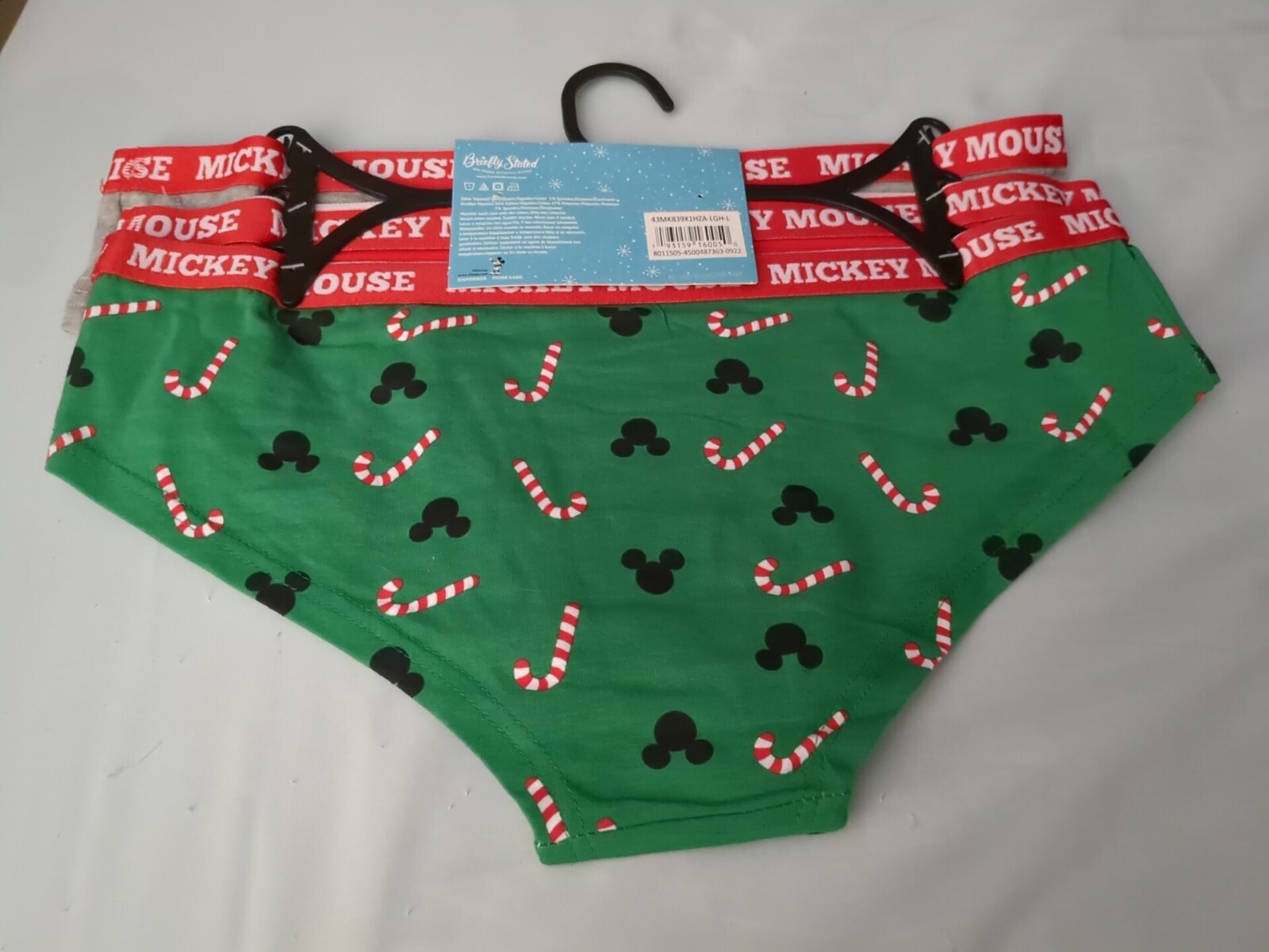 Disney Briefly Stated Mickey Mouse Christmas Hipster Underwear NWT Size Large