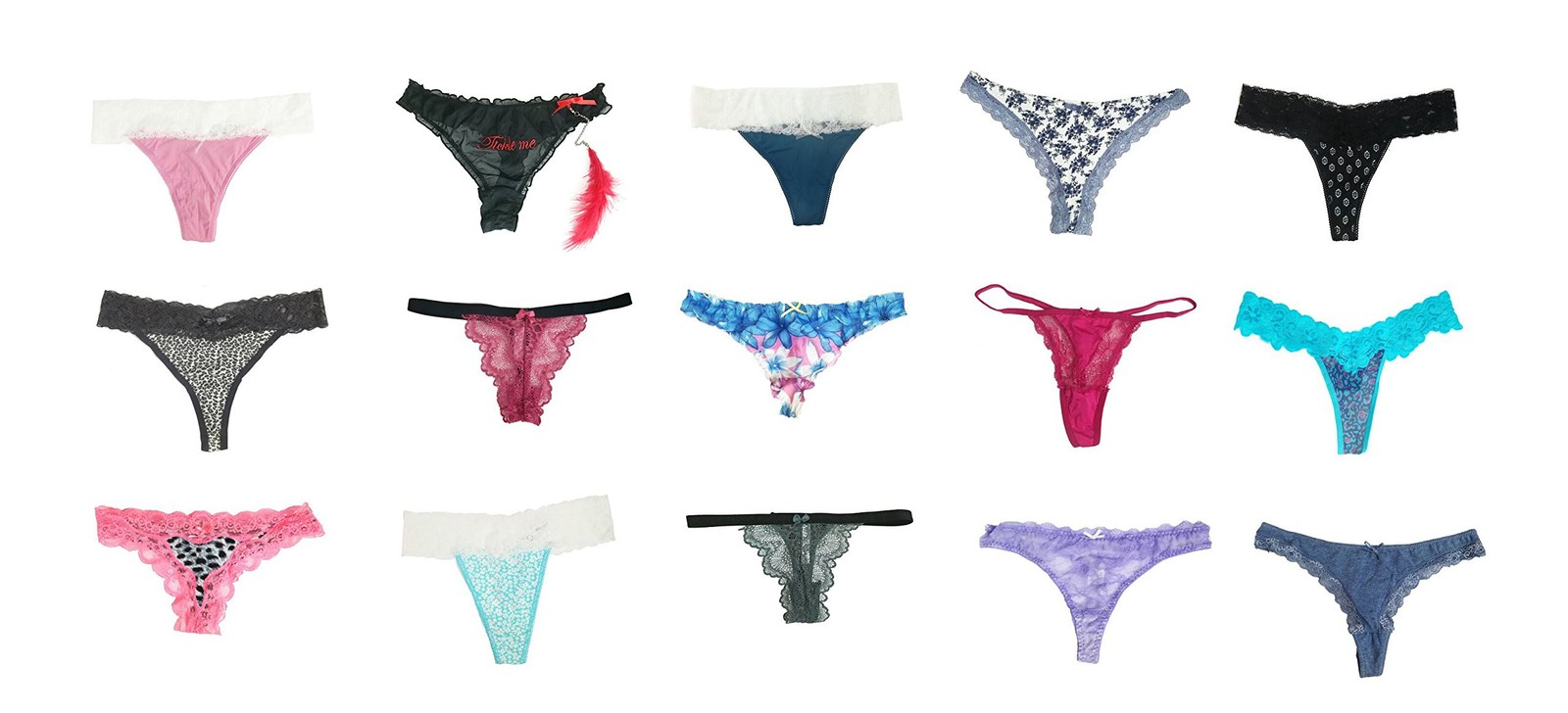 jooniyaa Women Variety of Underwear Pack T-Back Thong G-String Medium, 10pcs