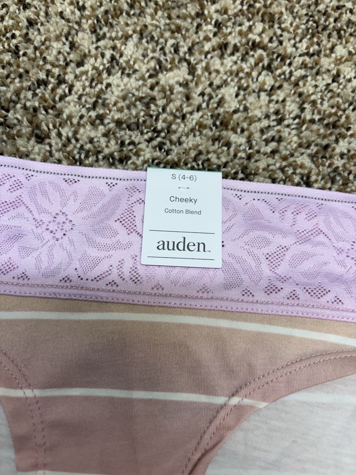 Auden Pink/Multi-Color Cotton Blend Cheeky Panty. Size: S (4-6).