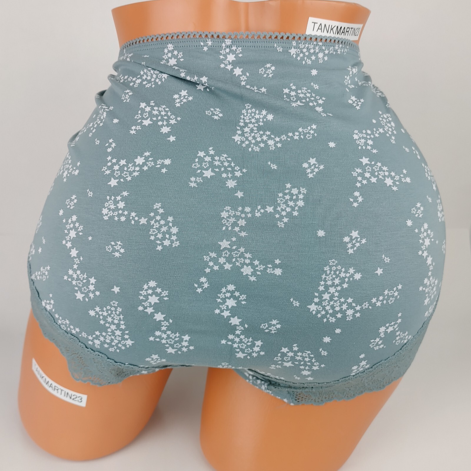 LANE BRYANT CACIQUE PLUS COTTON FULL BRIEF 18/20 PANTY GREEN STARS LACE HIP BUTT