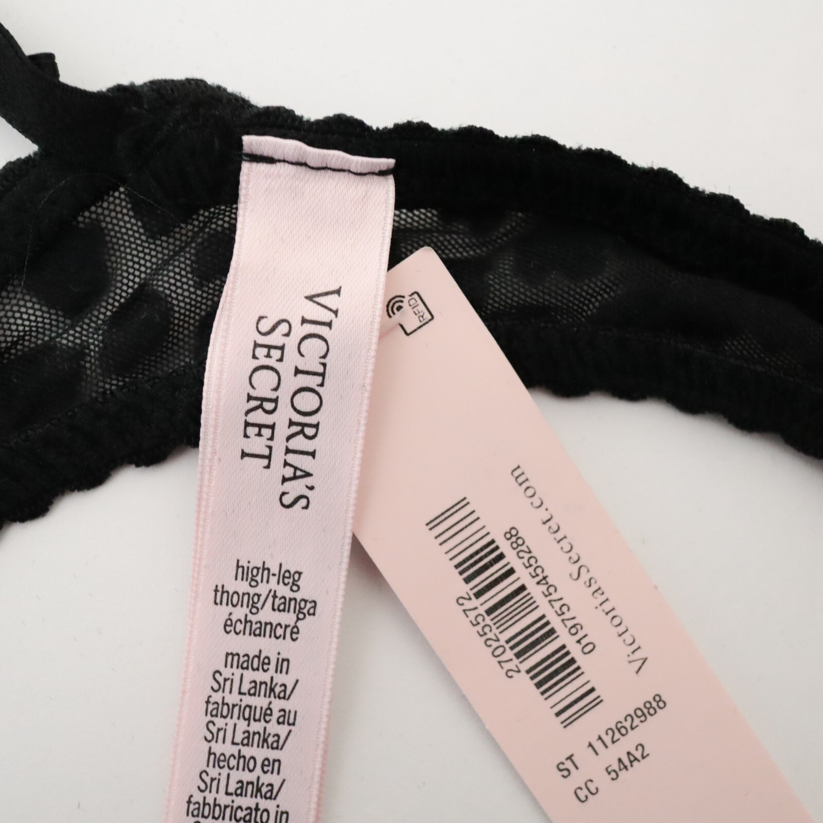 VICTORIA’S SECRET Very Sexy Sheer Mesh Leopard Flocked High Leg Thong Panty M L
