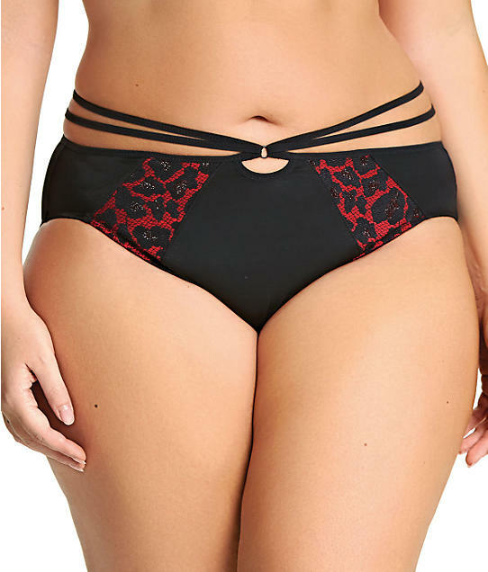 Elomi Nicole Strappy Brief Panty EL4265 Sizes M-4XL Black/Red Leopard NWT $34
