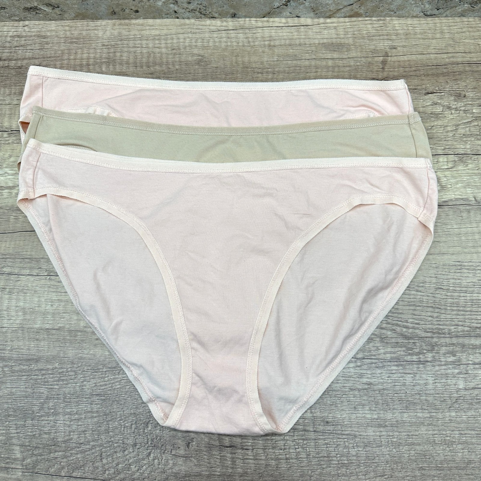 Pact Women’s 3 Pack Organic Cotton Bikini Panties Pink Beige Size 2XL Underwear