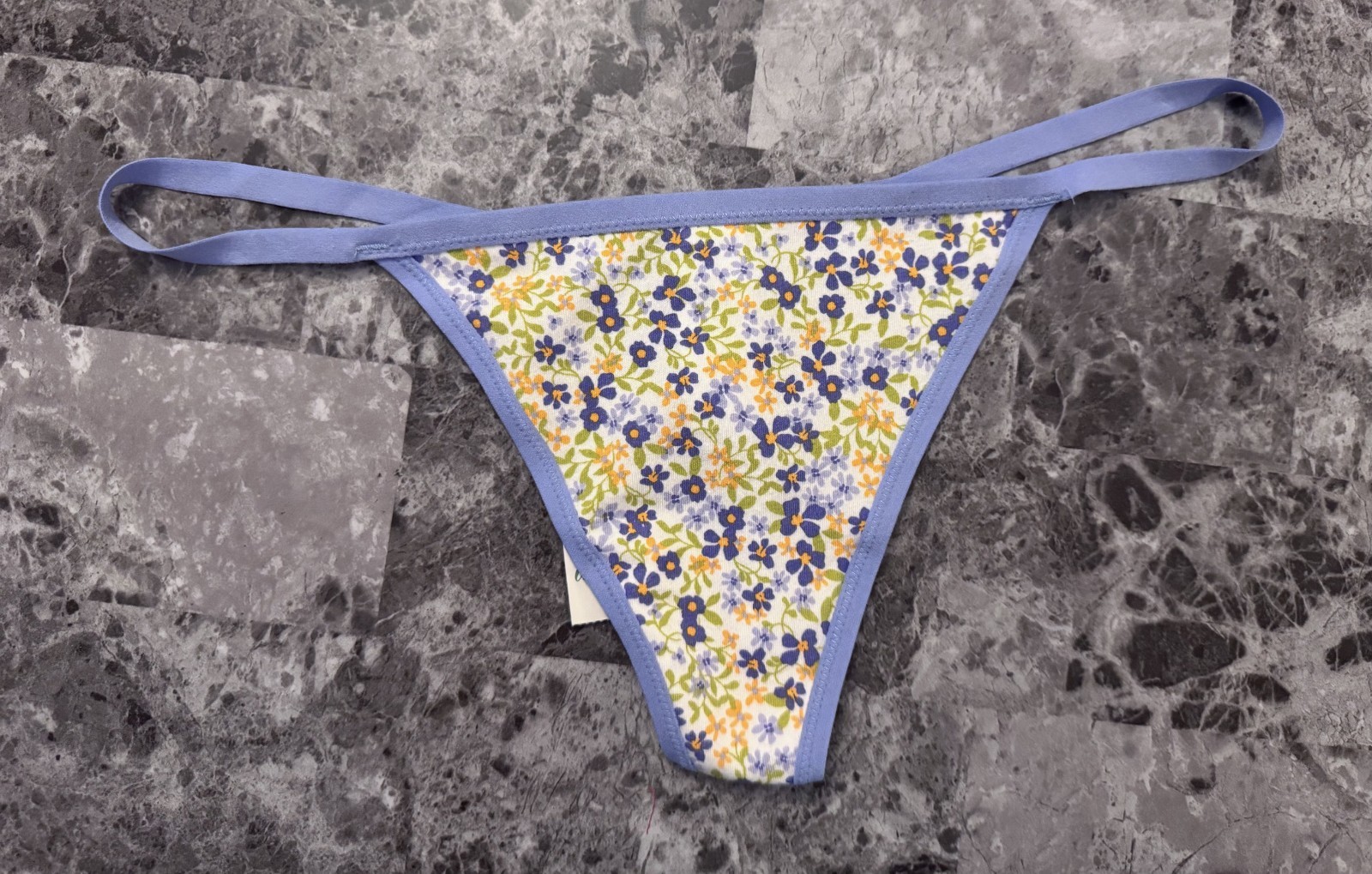 NWT AERIE AMERICAN EAGLE LARGE BLUE GREEN FLORAL LACE BACK RARE V STRING PANTIES