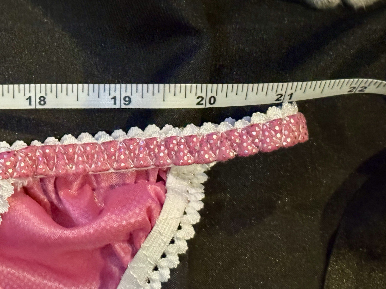 VTG pink silver Shiny Sissy Satin String Bikini Panties Large Gusset Pouch Mens