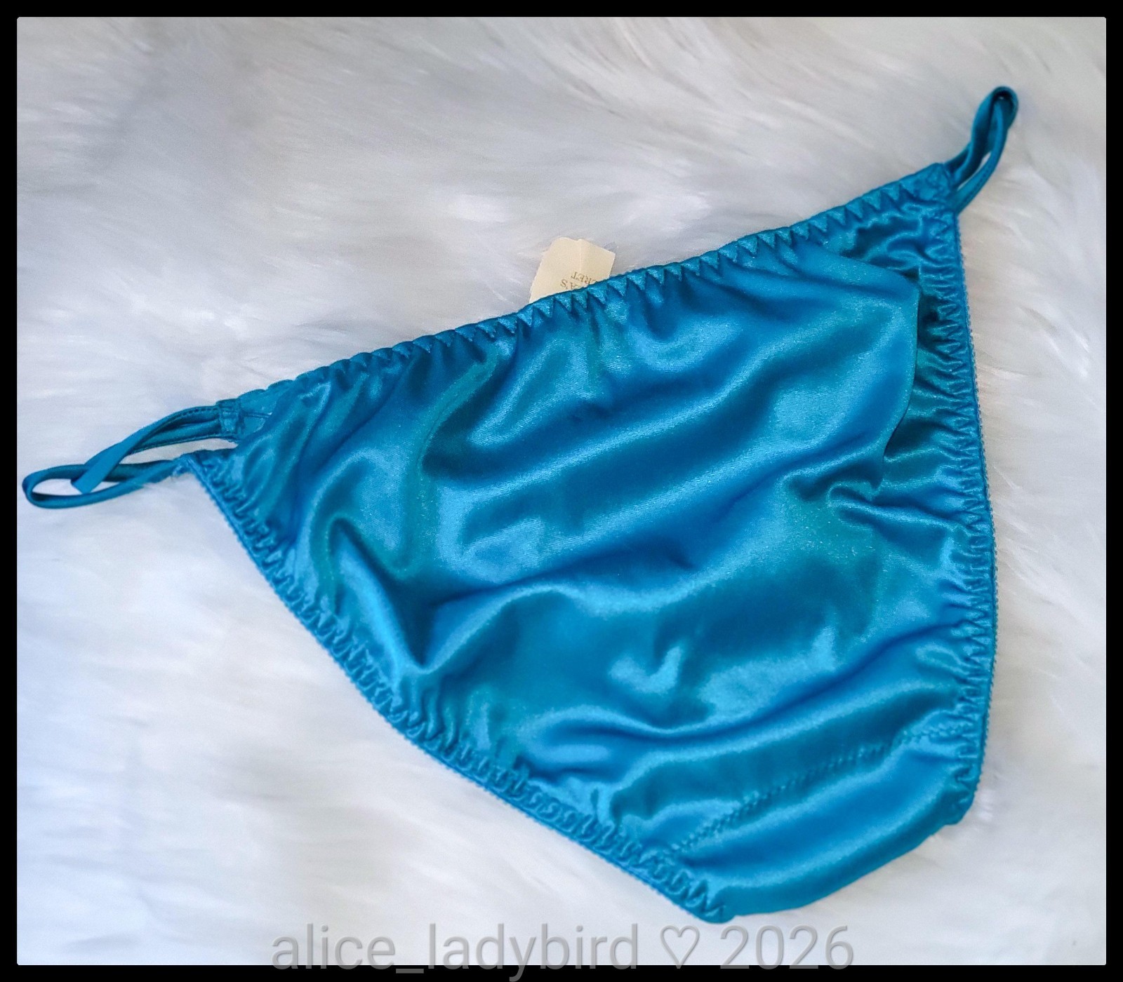 NWT Vintage VICTORIA’S SECRET String Bikini PANTIES Shiny Floral SATIN Brief M/6