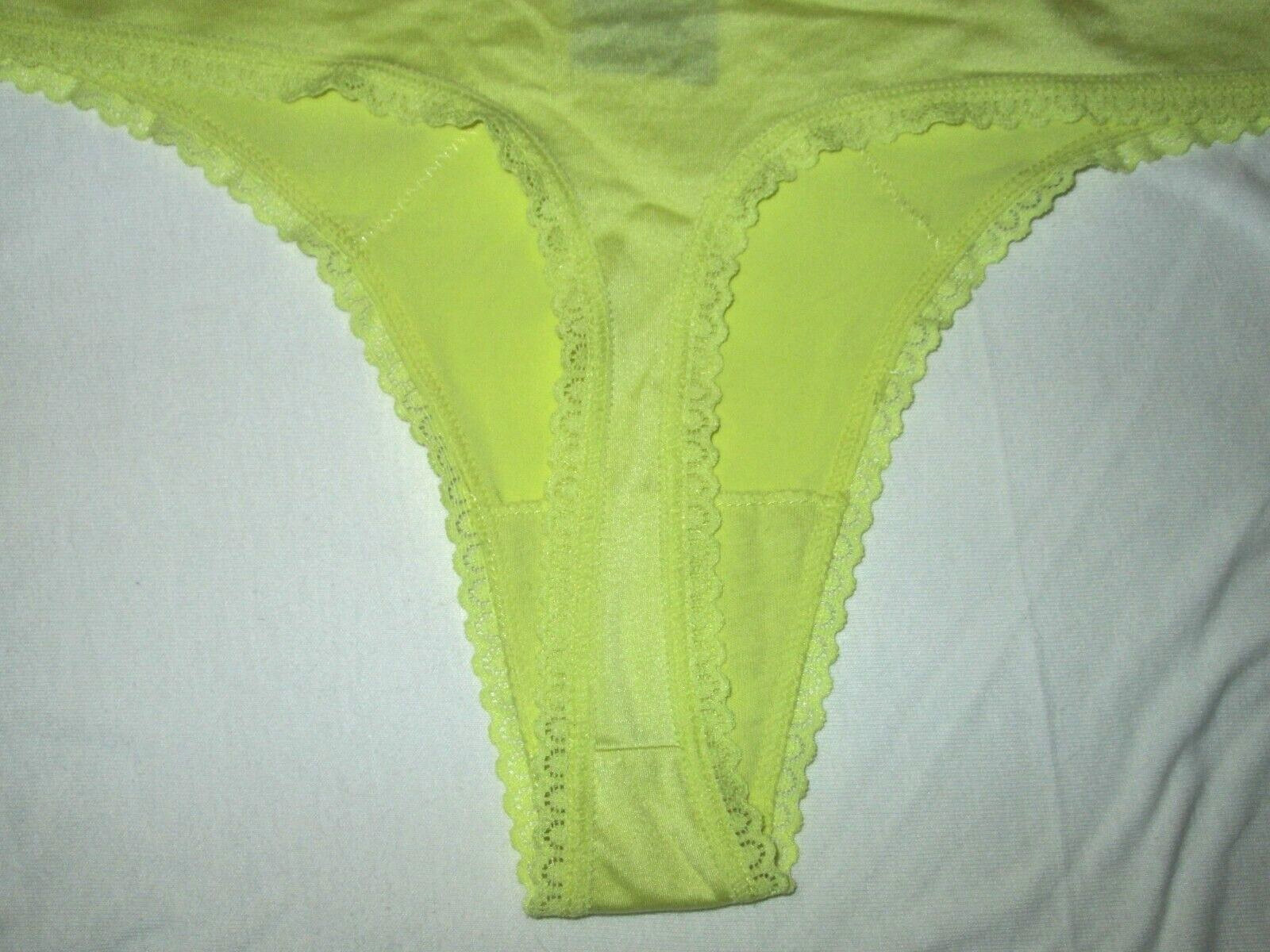 Auden Ladies’ thong-SZ L-NWOT-1 PR-YELLOW MICROFIBER WITH lace trim